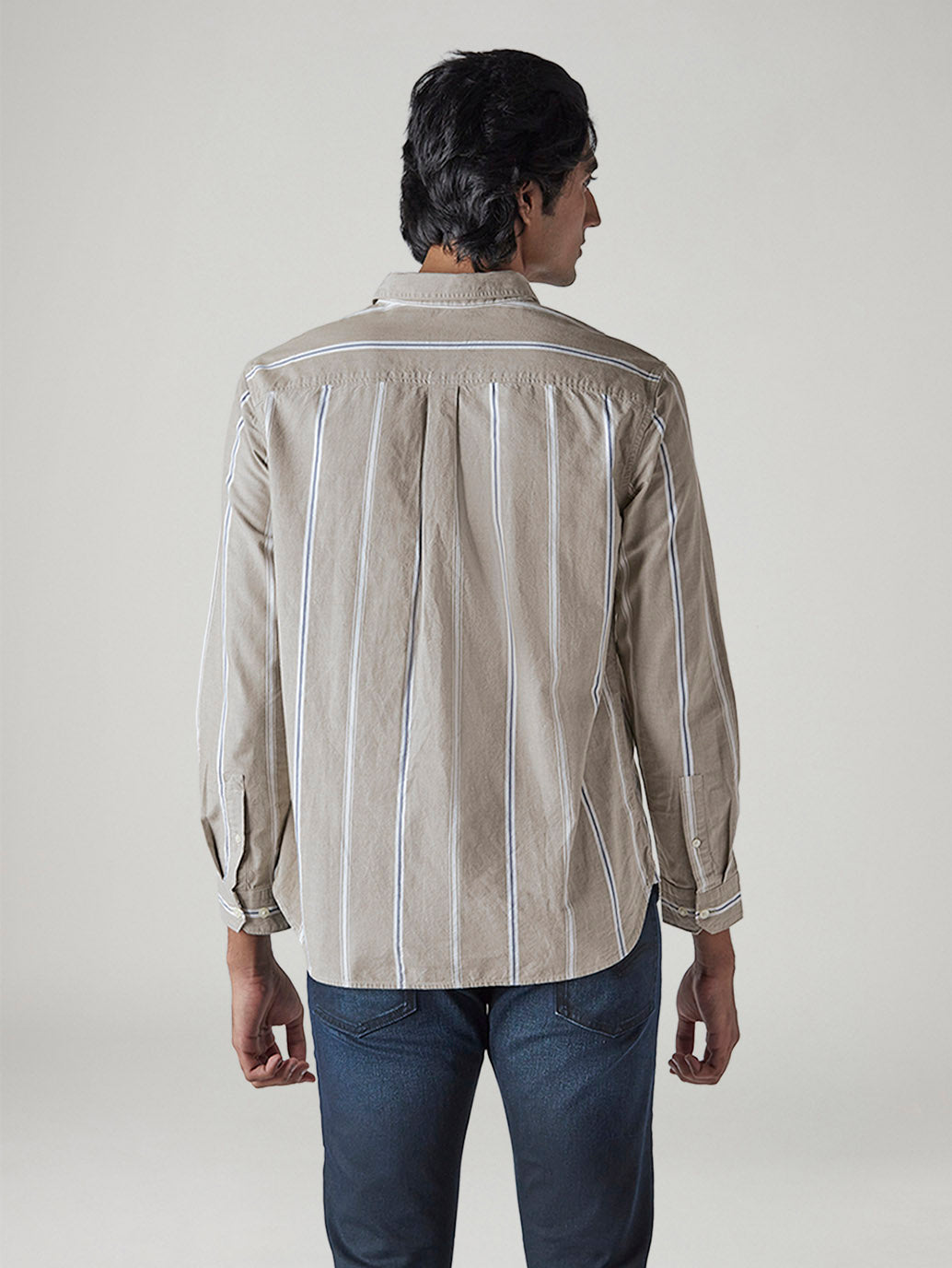 Men's Striped Slim Fit Dobby Shirt - Back View