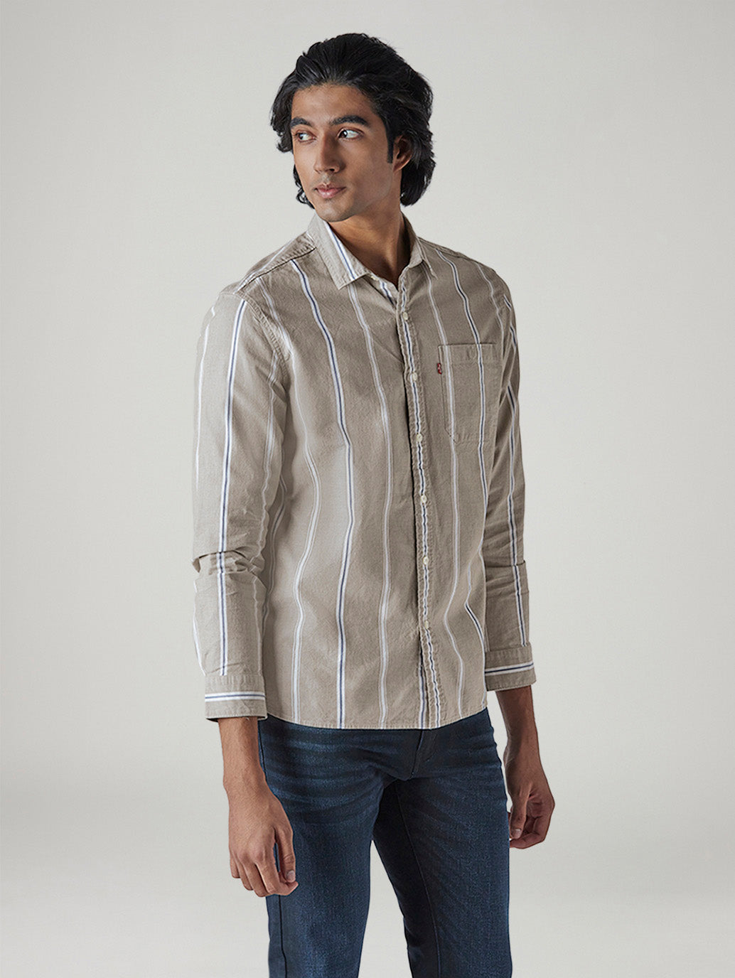 Men's Striped Slim Fit Dobby Shirt - Side View