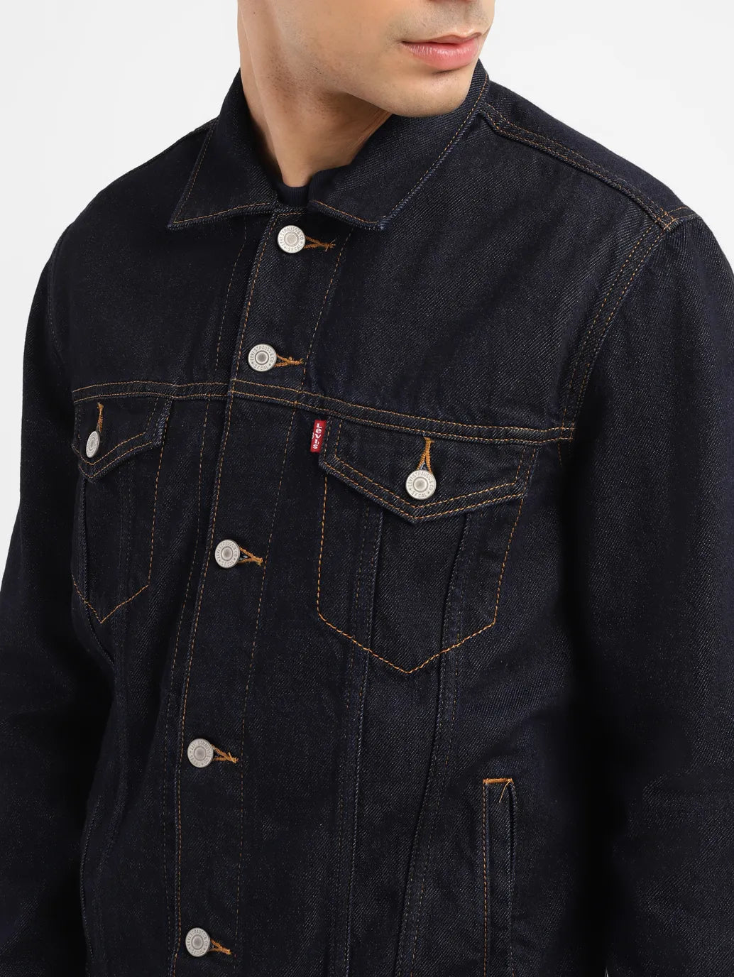 Men's Solid Indigo Spread Collar Jacket