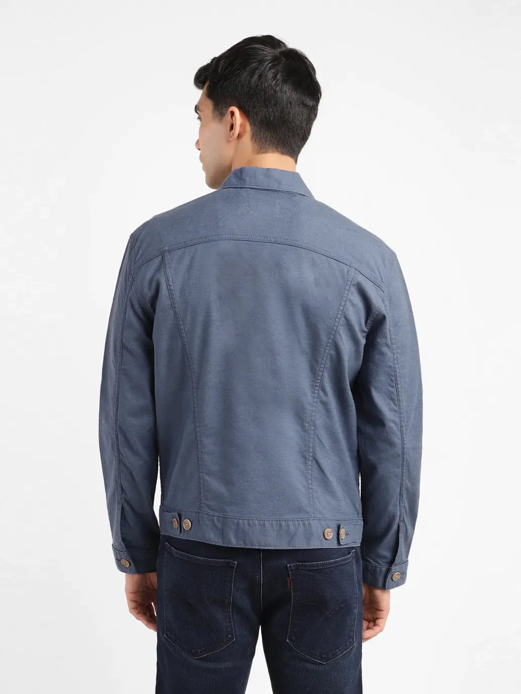 Men's Solid Grey Spread Collar Jacket