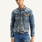 Men's Solid Indigo Spread Collar Denim Jacket