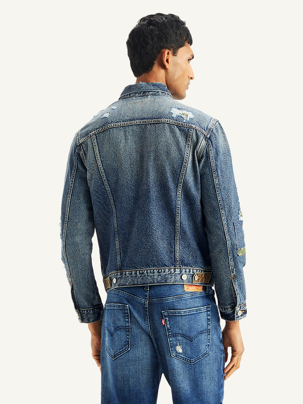 Men's Solid Indigo Spread Collar Denim Jacket