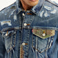 Men's Solid Indigo Spread Collar Denim Jacket