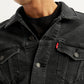 Men's Solid Black Spread Collar Denim Trucker Jacket - 14898518-7c3e-4de1-8d76-4075ceb314a5 View