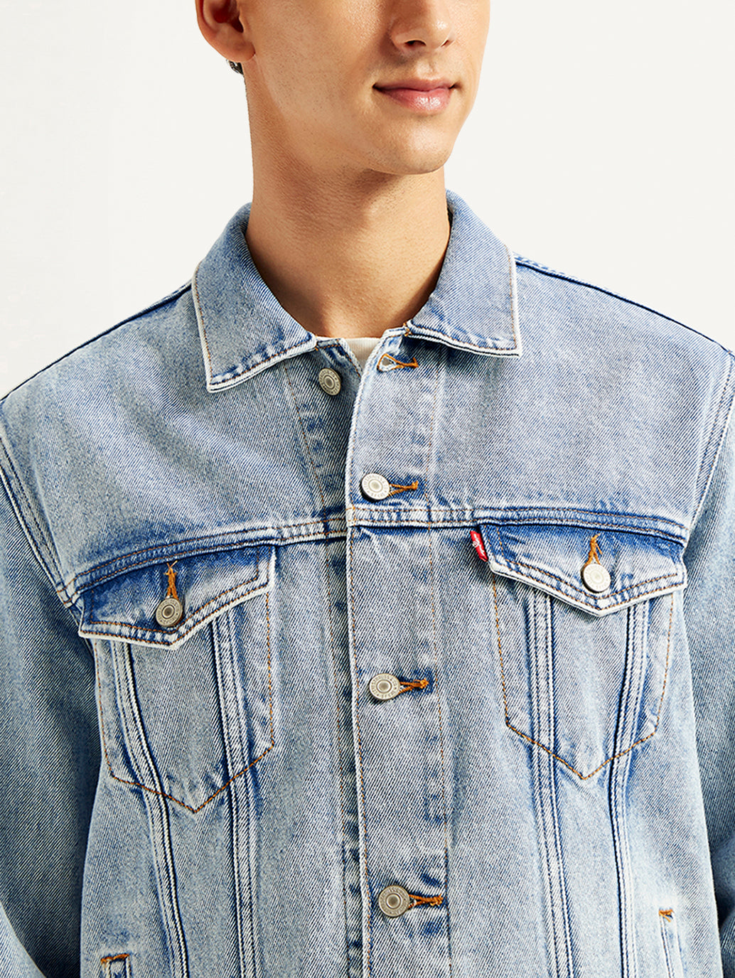 Men's Solid Light Blue Denim Jacket