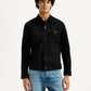 Men's Solid Black Spread Collar Jacket - Front View