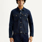 Men's Solid Blue Spread Collar Denim Jacket - Front View