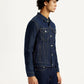 Men's Solid Blue Spread Collar Denim Jacket - Side View