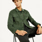 Men's Checkered Green Trucker Jacket - Elevated View