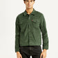Men's Checkered Green Trucker Jacket - Front View