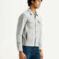 Men's Solid Grey Spread Collar Linen Jacket - Side View