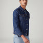 Men's Solid Regular Fit Denim Trucker Jacket - Side View