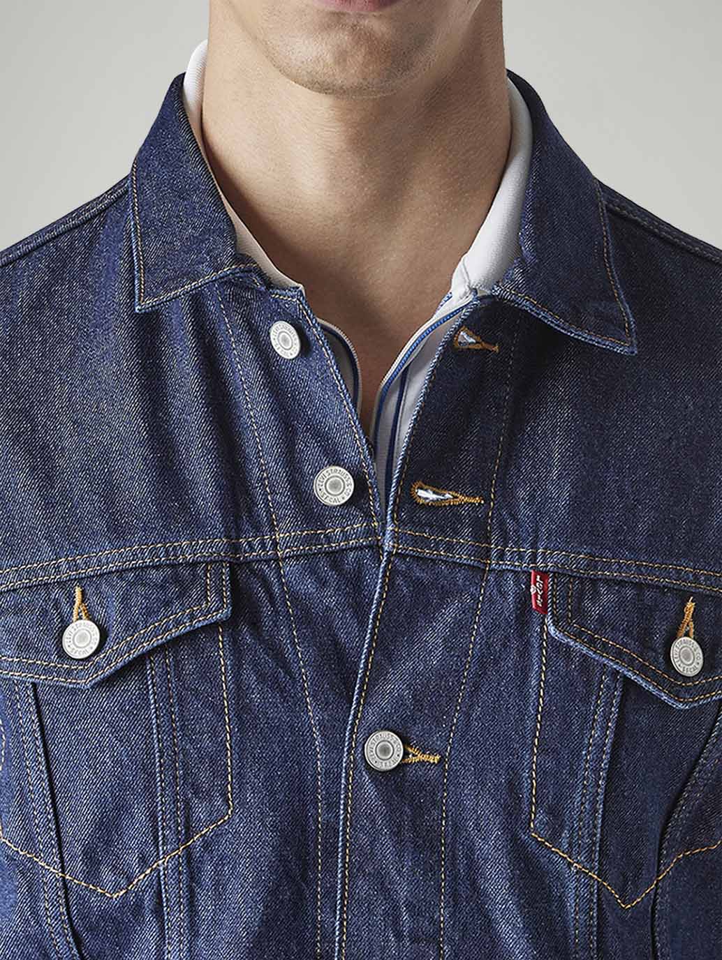 Men's Solid Regular Fit Denim Jacket - Detail View