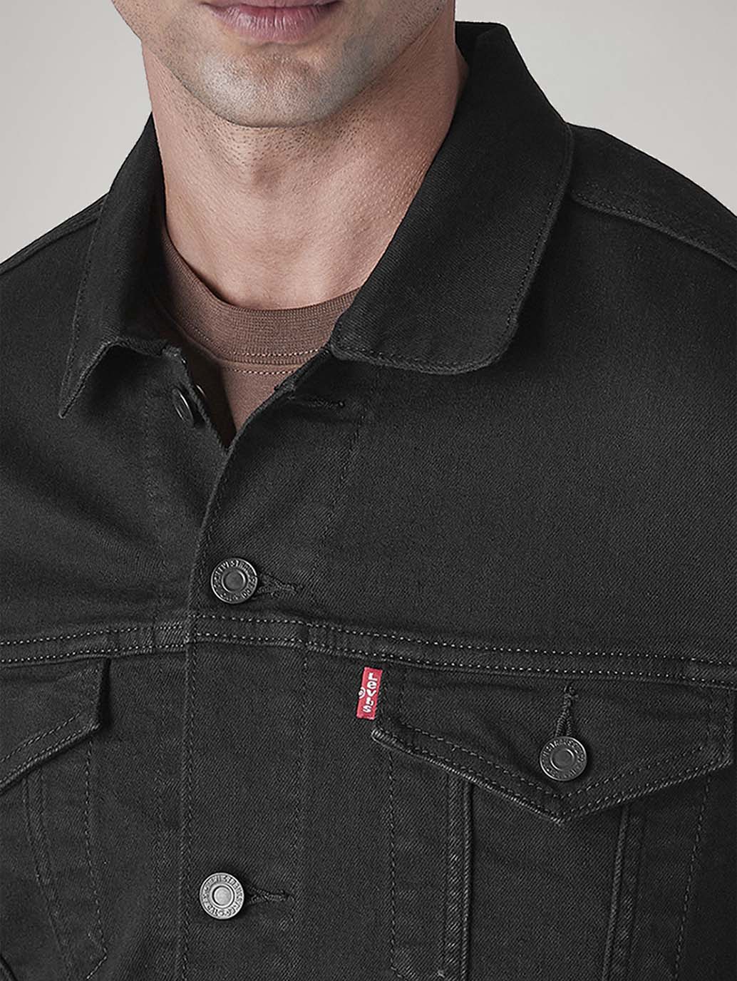 Men's Solid Regular Fit Denim Jacket - Detail View