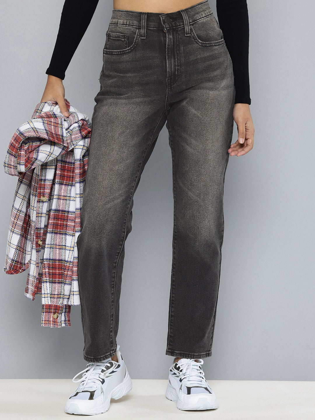 Women's 724 Black Straight Fit High Rise Jeans - 272a09a9-9aa2-441a-ab16-60cb402f1e5b1737449878751-Womens-High-Rise-724-Slim-Straight-Fit-Black-Jeans-276173744-1 View