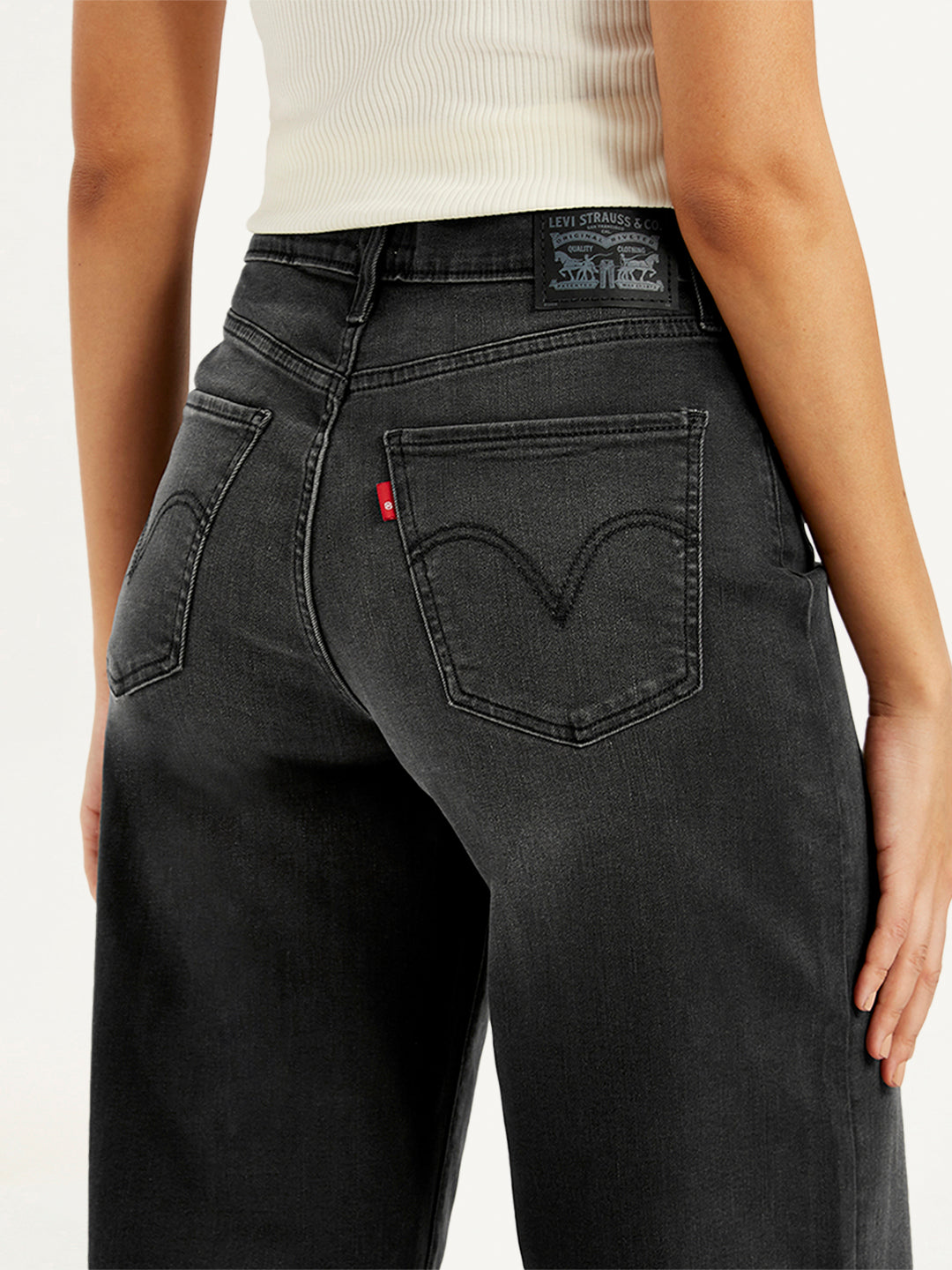 Women's Charcoal Grey Mile High Wide Leg Fit High Rise Jeans - 276ad7d4b4ebb0e7d2f106675361503d View