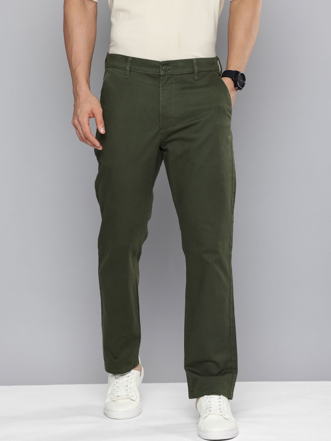Men's Green Tapered Chinos - 292a0d82475c2eaa7ad10d7f11471425 View