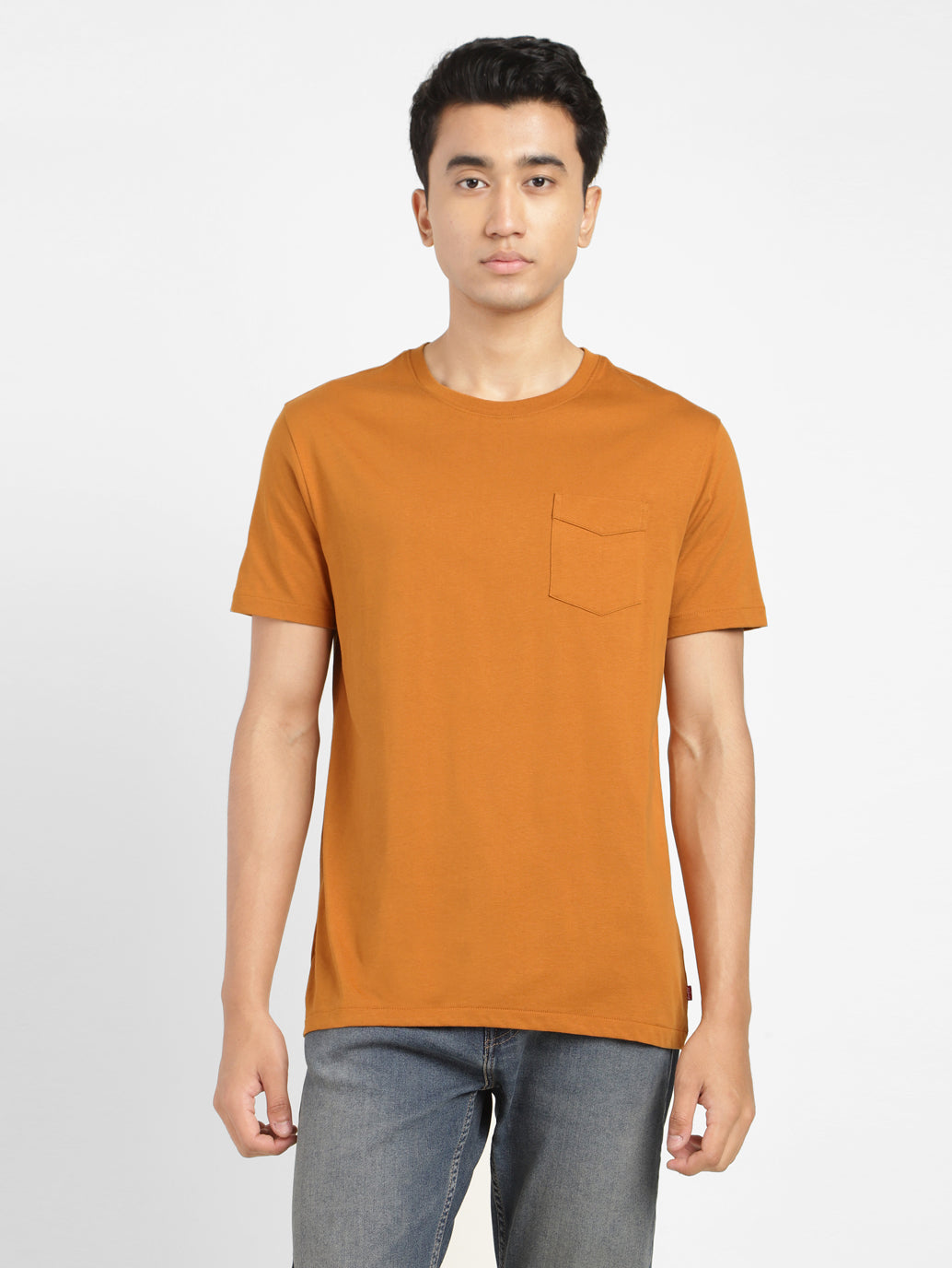 Men's Clementine Tangerine Short Sleeve Crew Neck Casual Tee Shirt Tops