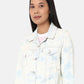 Women's Solid Light-Blue Spread Collar Trucker Jacket