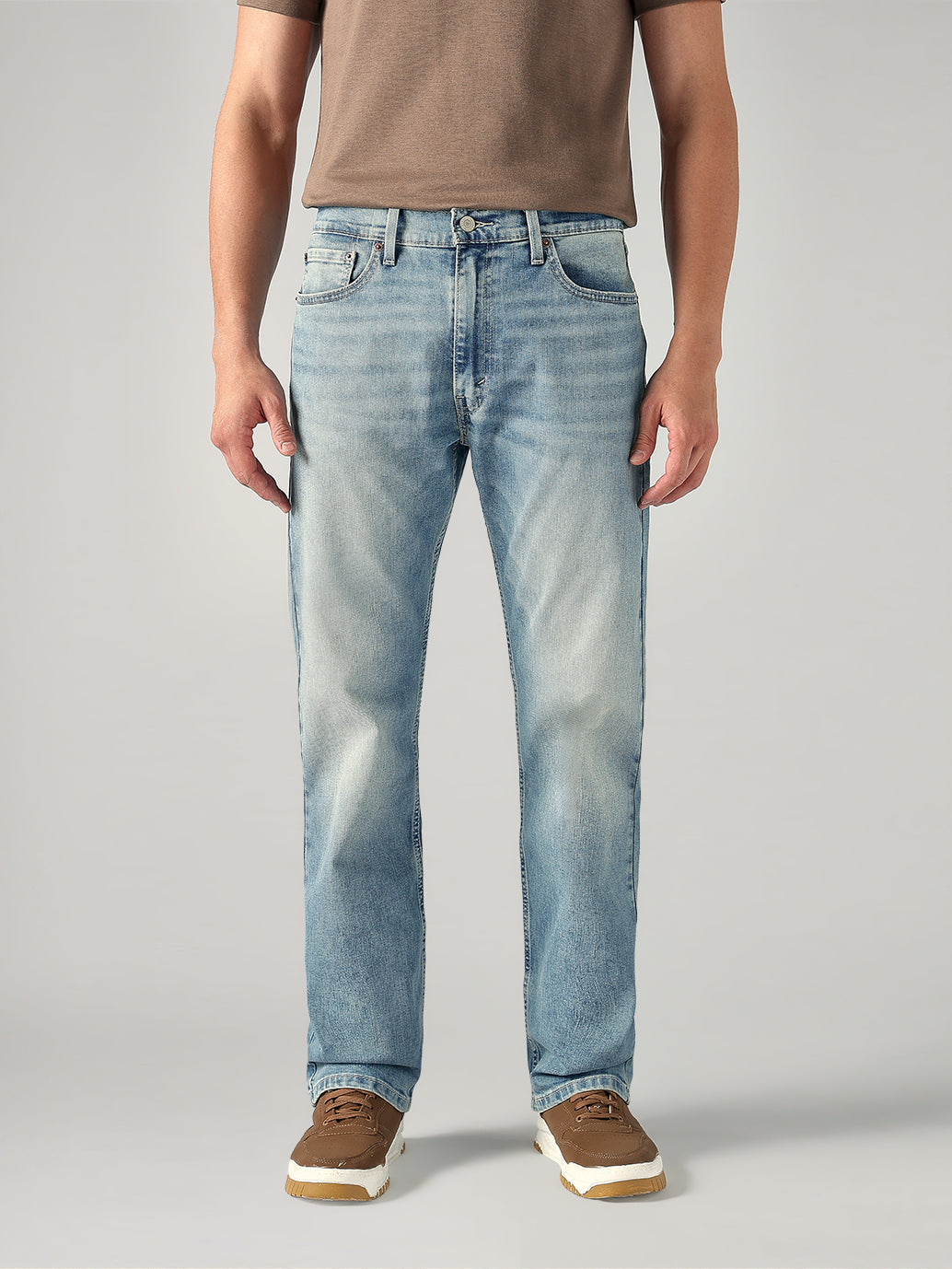 Men's 555 Light Blue Relaxed Straight Fit Mid Rise Jeans - 5a010623-7718-40a0-b894-eae0662b03bc View