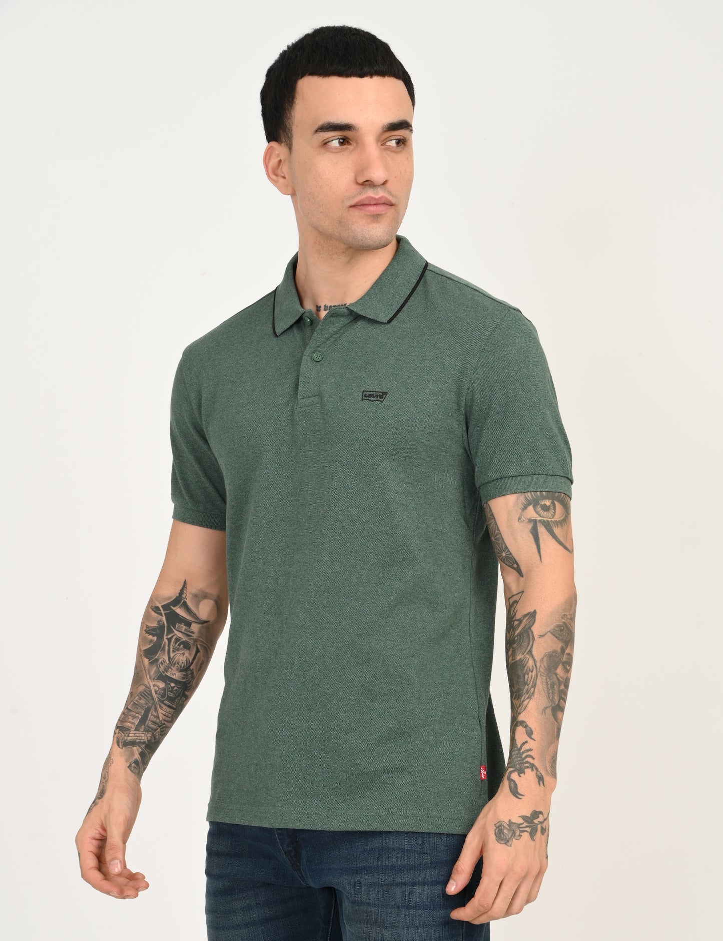 Men's Green Slim Fit Polo T-shirt - bed135f2-1a79-4da2-87aa-3fec4069b7d6 View