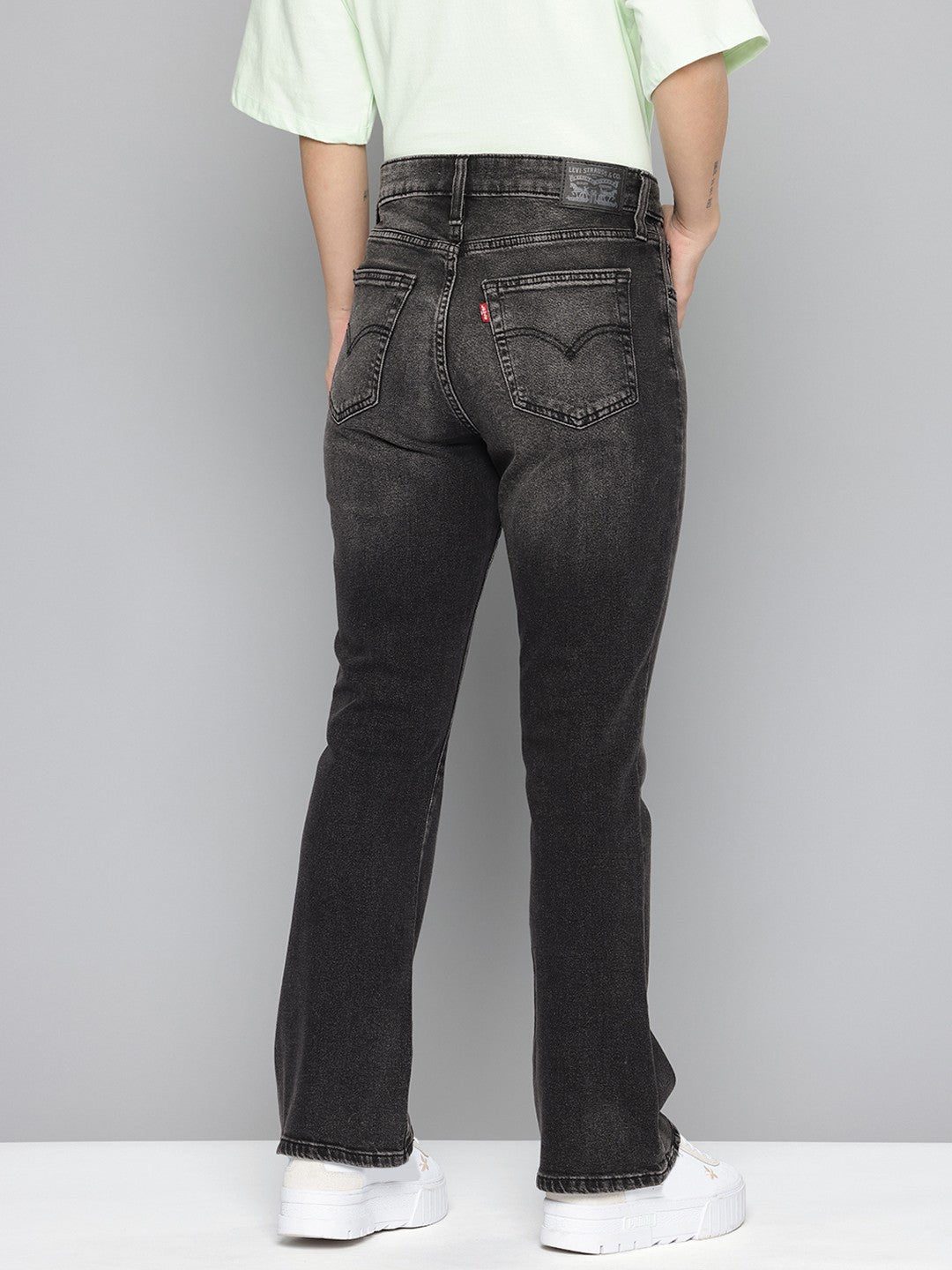 Women's 725 Black Flared Fit High Rise Jeans - 2b7f20a0-826b-4c70-8905-e2f34f1b07211737628098103-Womens-High-Rise-725-Slim-Bootcut-Fit-Black-Jeans-3991737628-3 View