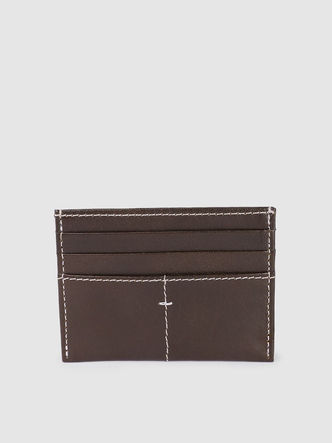 Men's Brown Solid Card Holder - 2ca27de3-aefa-4c57-b86b-8fcf8955987c1742209993117-Men-Brown-Solid-Leather-Cardholder-6991742209992855-2 View