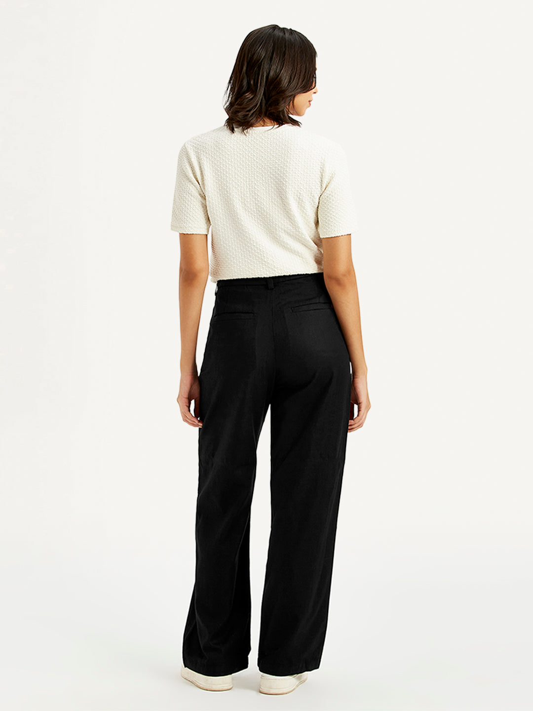 Women's High Rise Black Loose Fit Trousers - 2d9f55a19906a189b55f5e9c58aa1a3f View