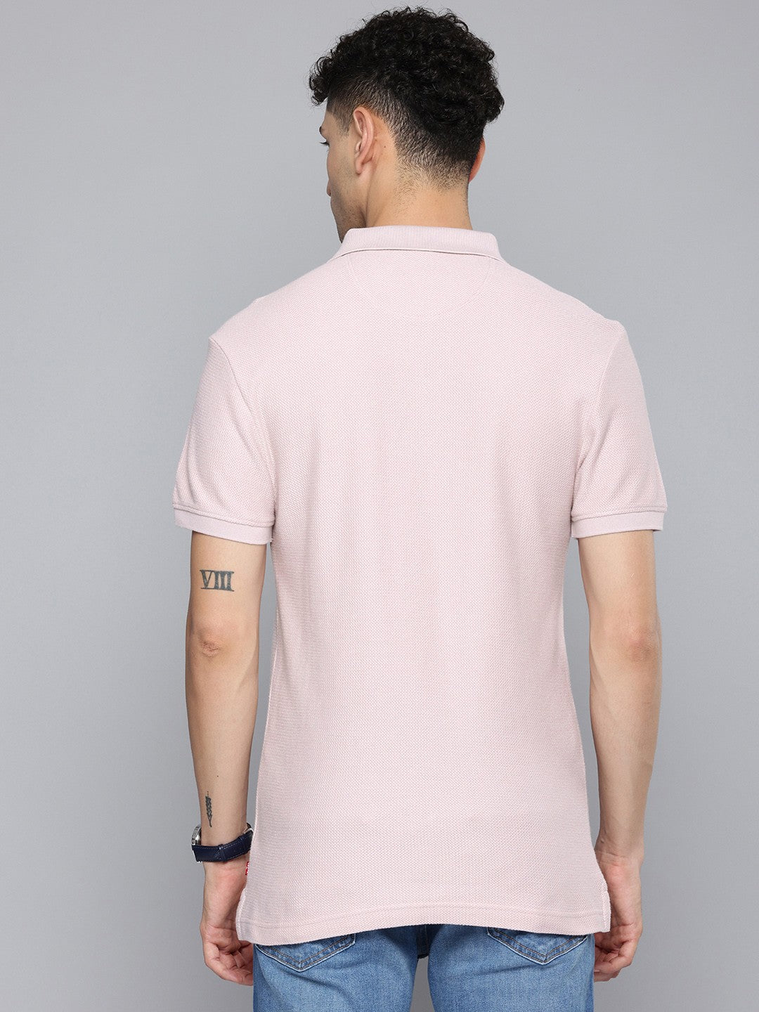 Men's Textured Slim Fit Polo T-Shirt