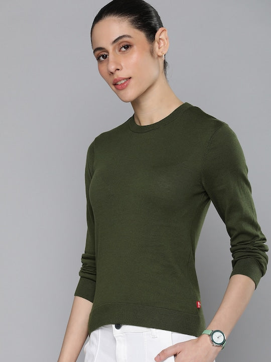 Women's Solid Crew Neck Sweater