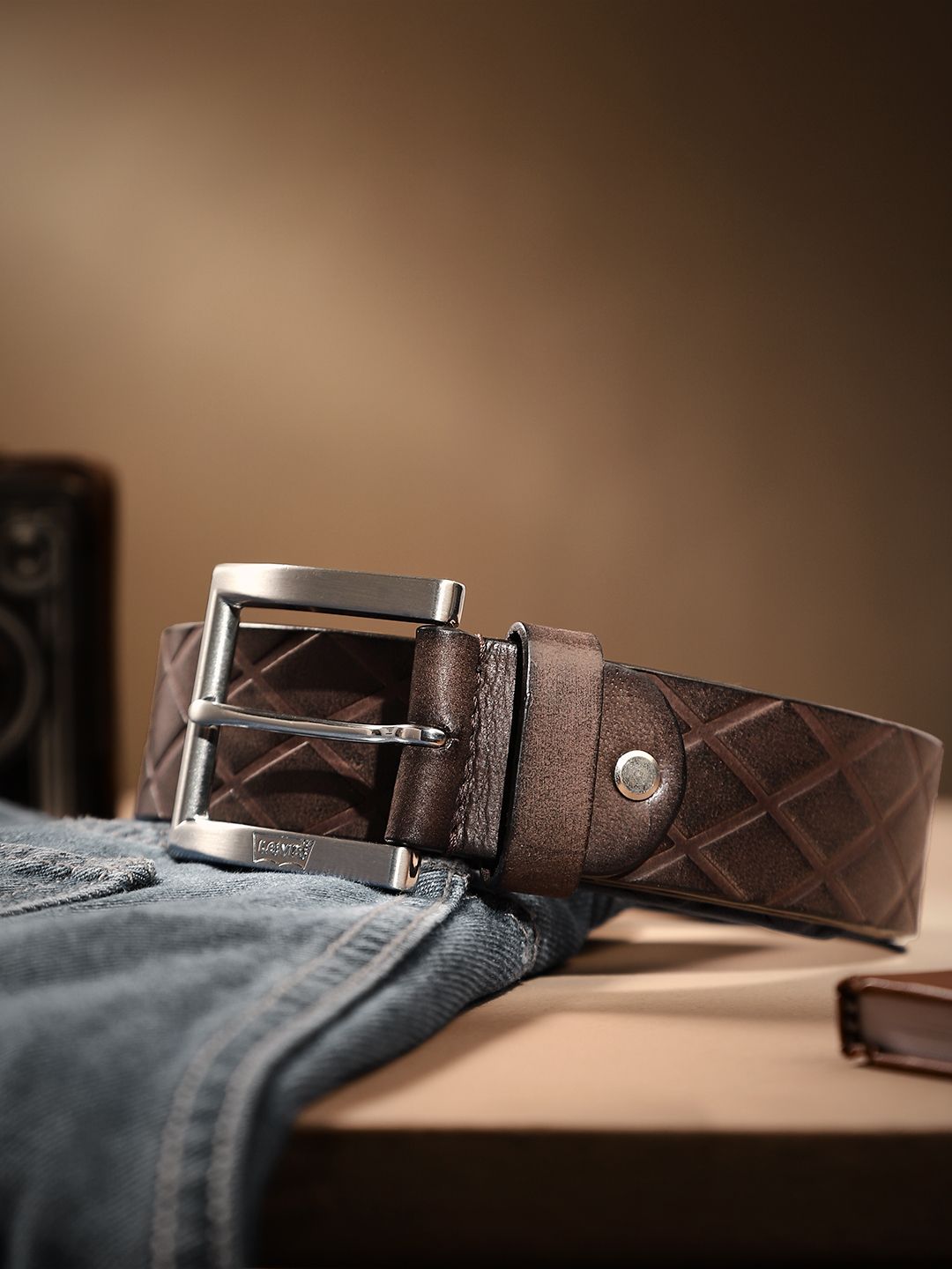 Men's Brown Textured Belt