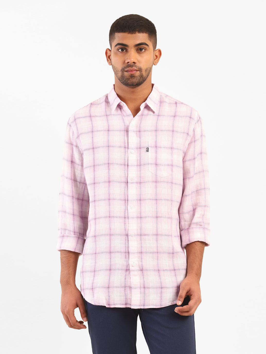 Men's Checkered Spread Collar Shirt