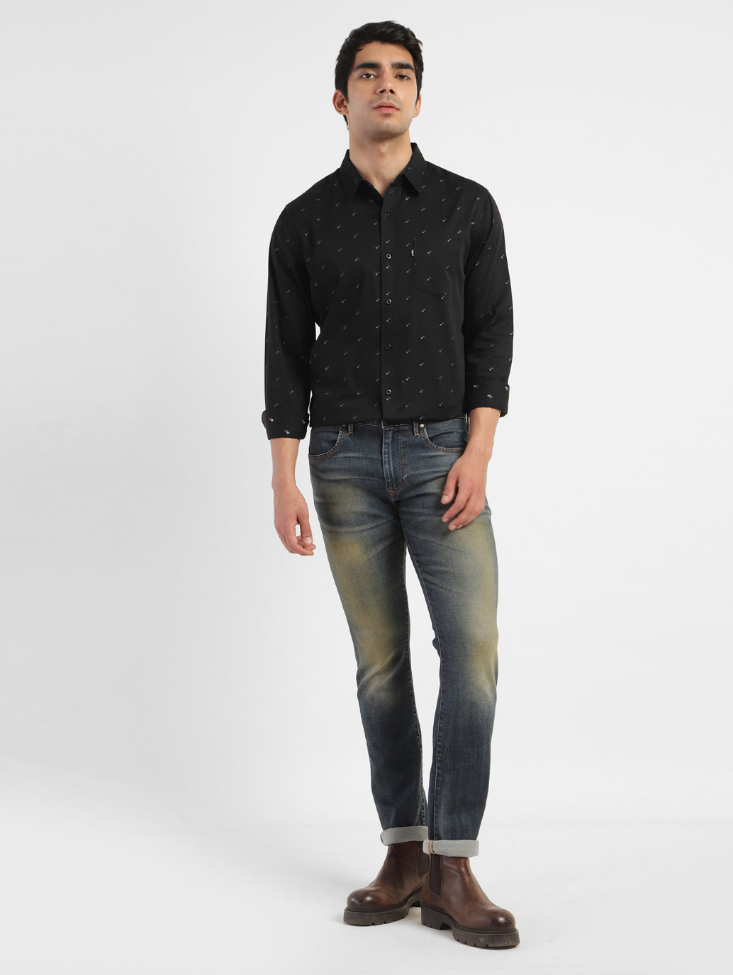 Men's Geometric Print Slim Fit Shirt