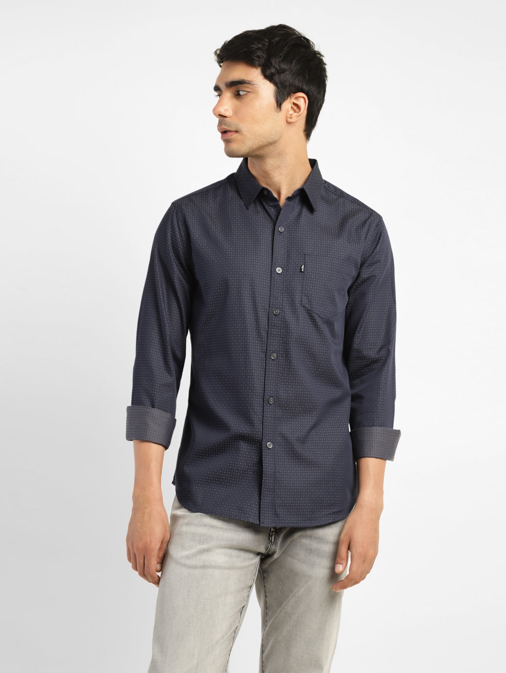 Men's Self Design Slim Fit Shirt