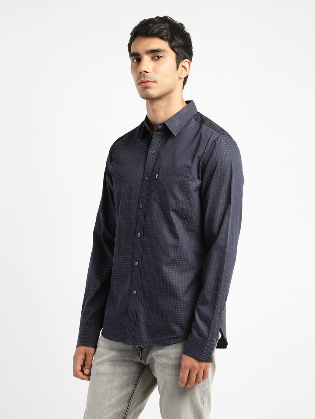 Men's Self Design Slim Fit Shirt - 35b795ba-d4ef-4b22-b887-42b927e7315c View