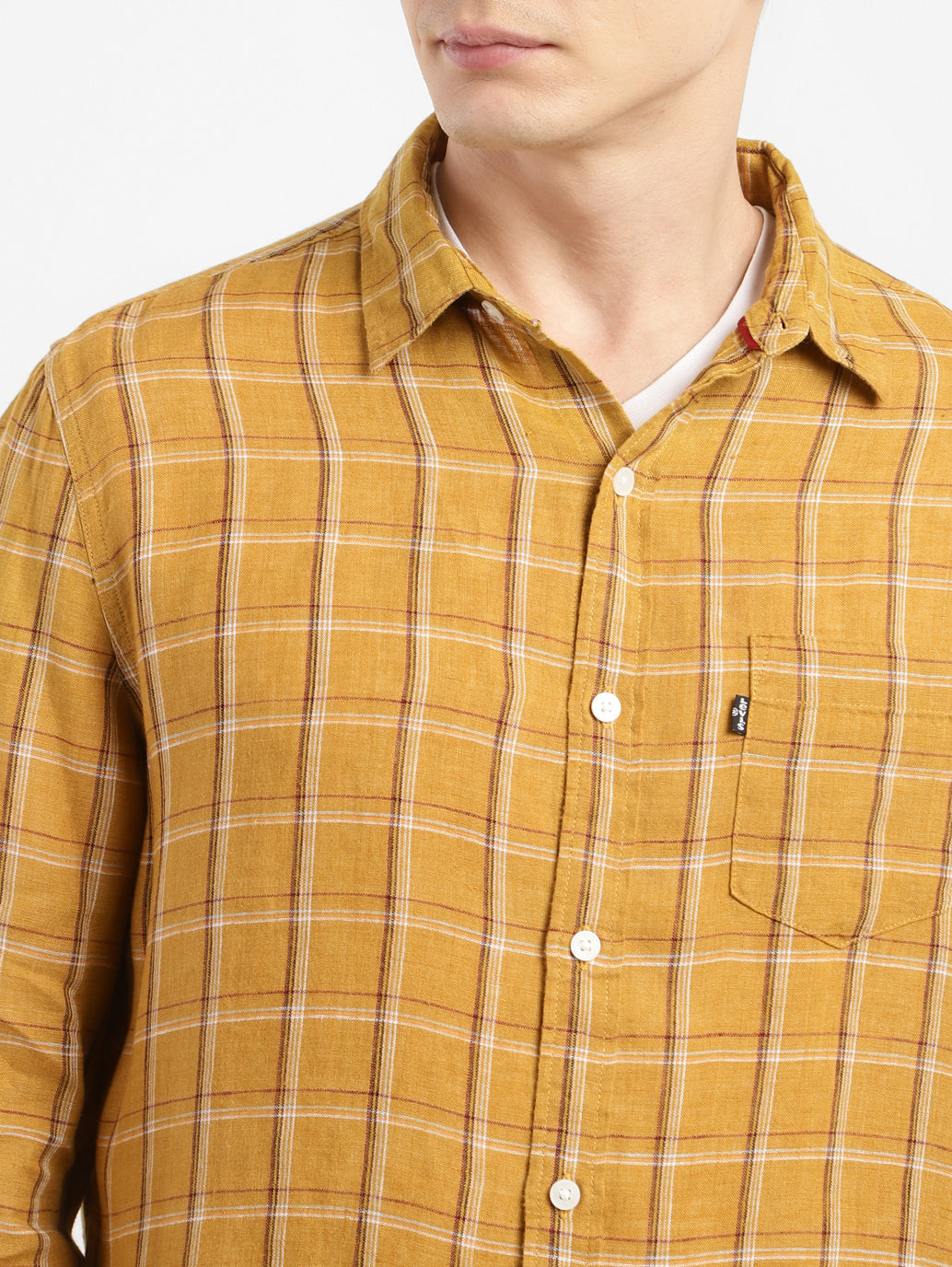 Men's Checkered Spread Collar Linen Shirt