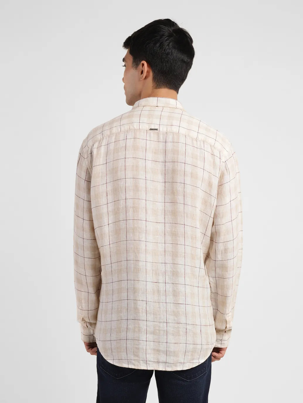 Men's Checkered Slim Fit Linen Shirt
