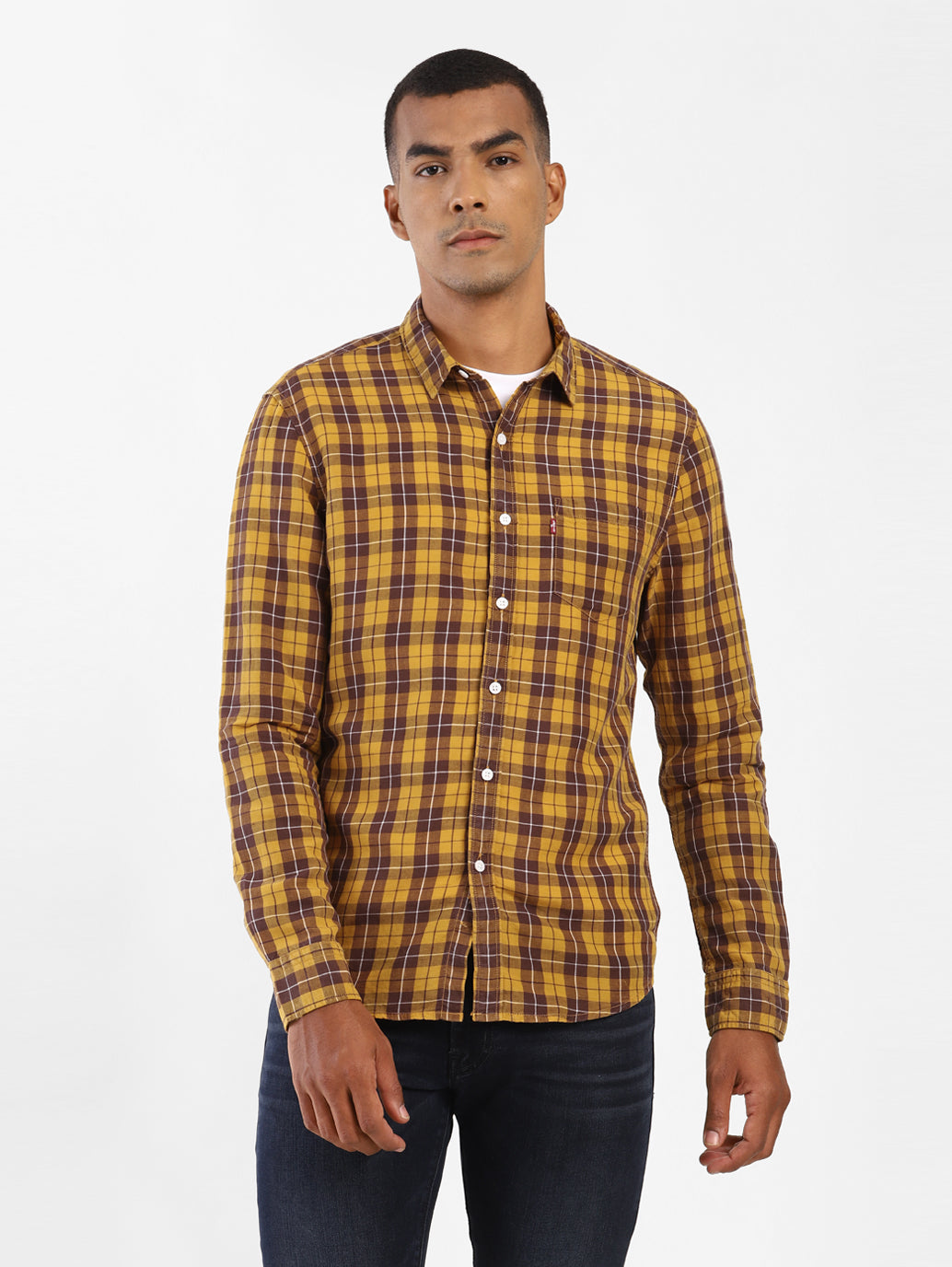Men's Checkered Spread Collar Shirt
