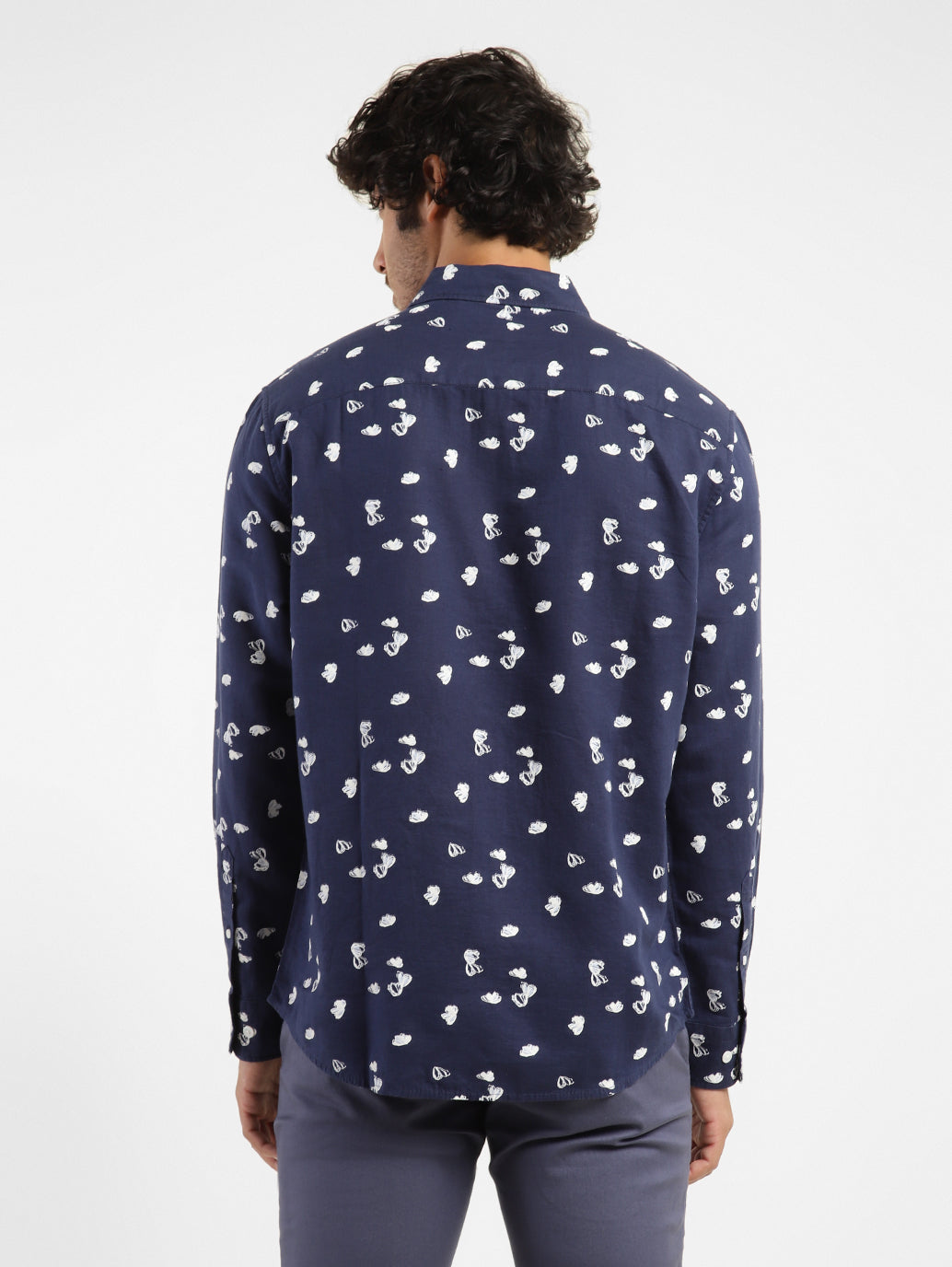 Men's Abstract Print Spread Collar Shirt