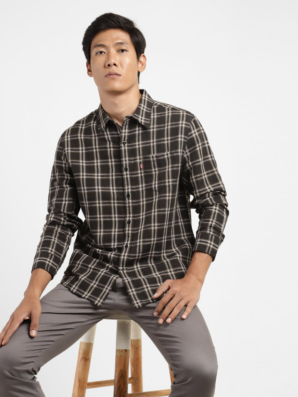 Men's Checkered Spread Collar Shirt - 711236db-3ed1-4bc5-beca-601b34da259b View