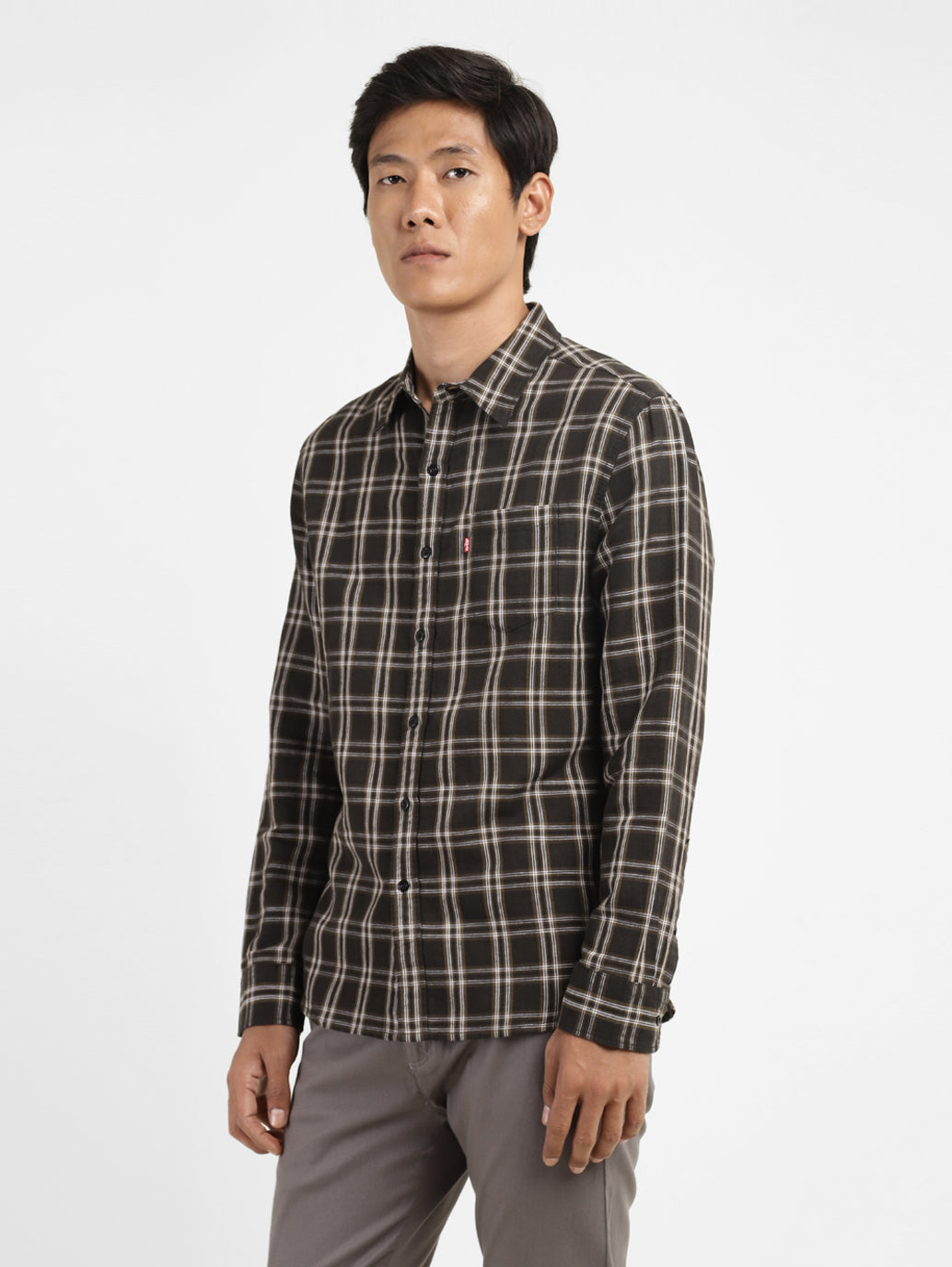 Men's Checkered Spread Collar Shirt - 8cc0cd3b-2c6d-4031-bd2f-999125a6ca80 View