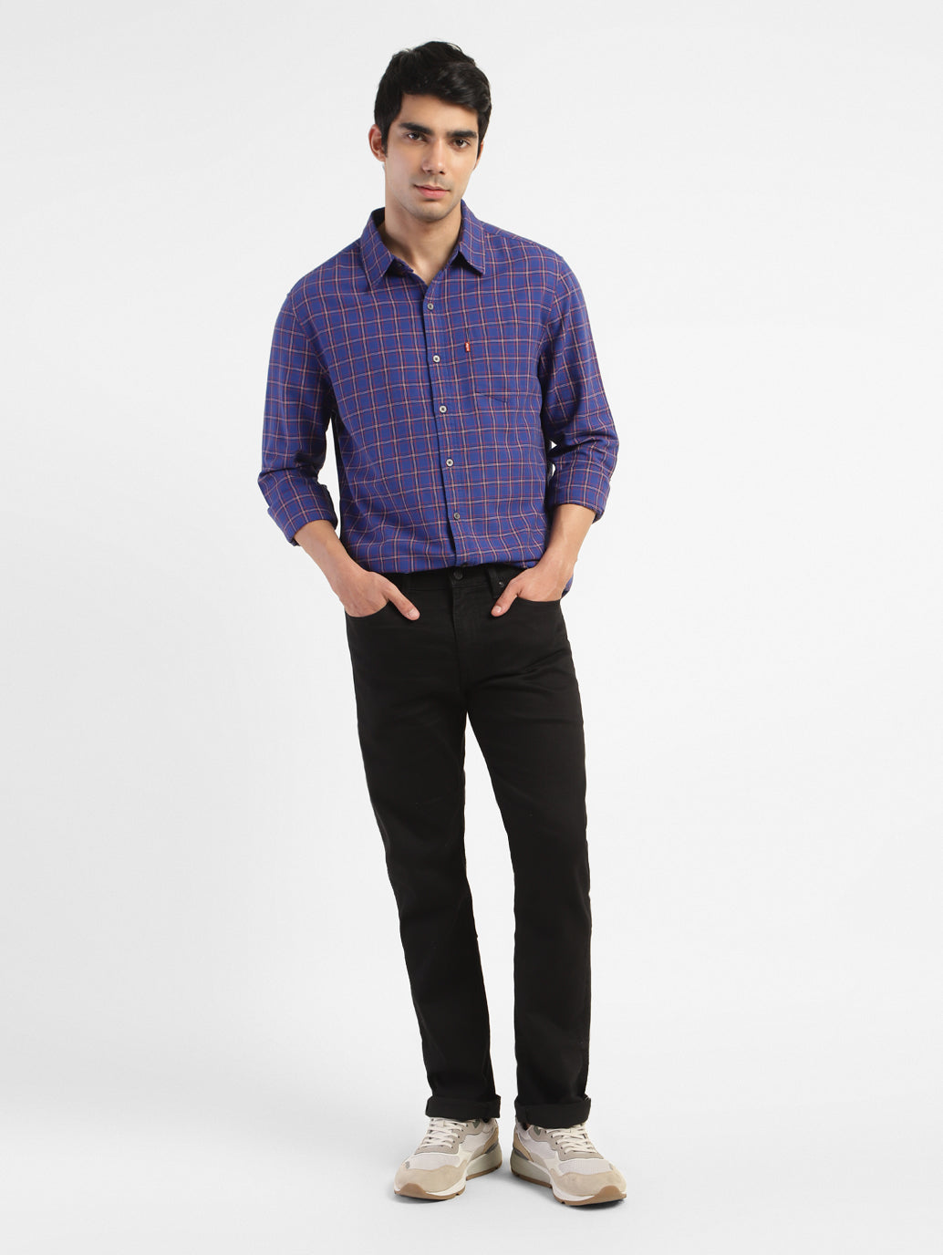 Men's Checkered Spread Collar Shirt