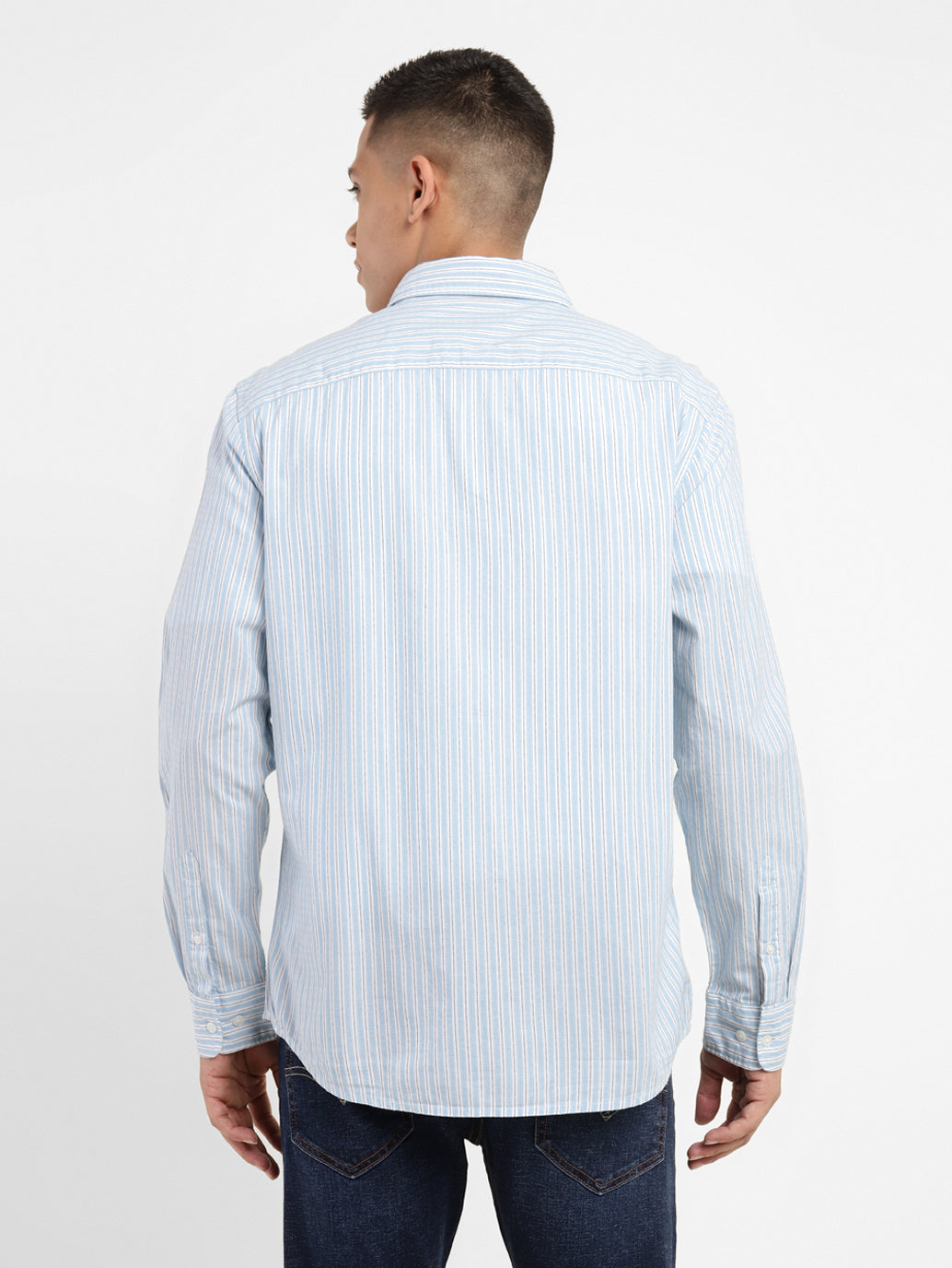 Men's Striped Spread Collar Shirt