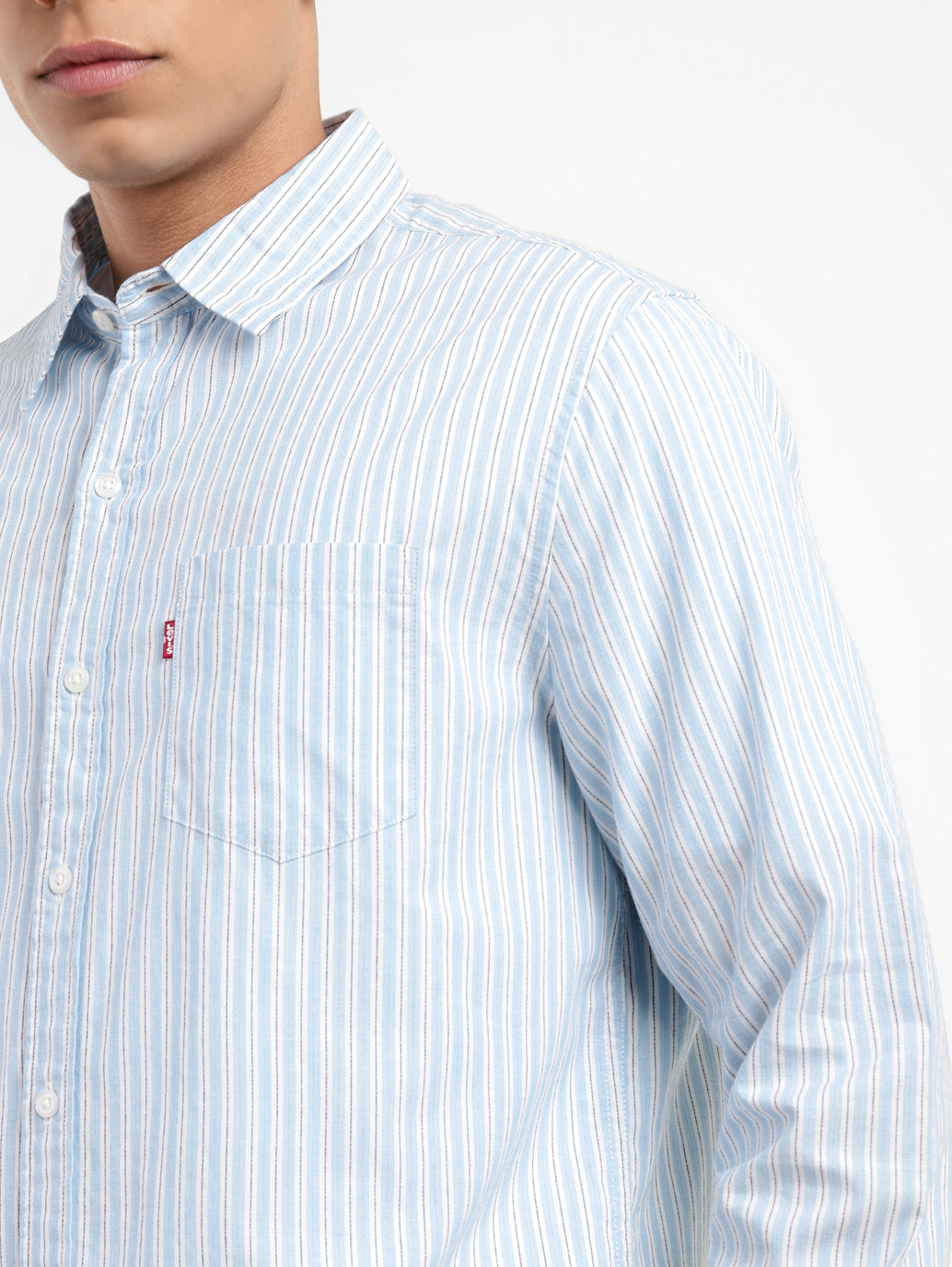 Men's Striped Spread Collar Shirt