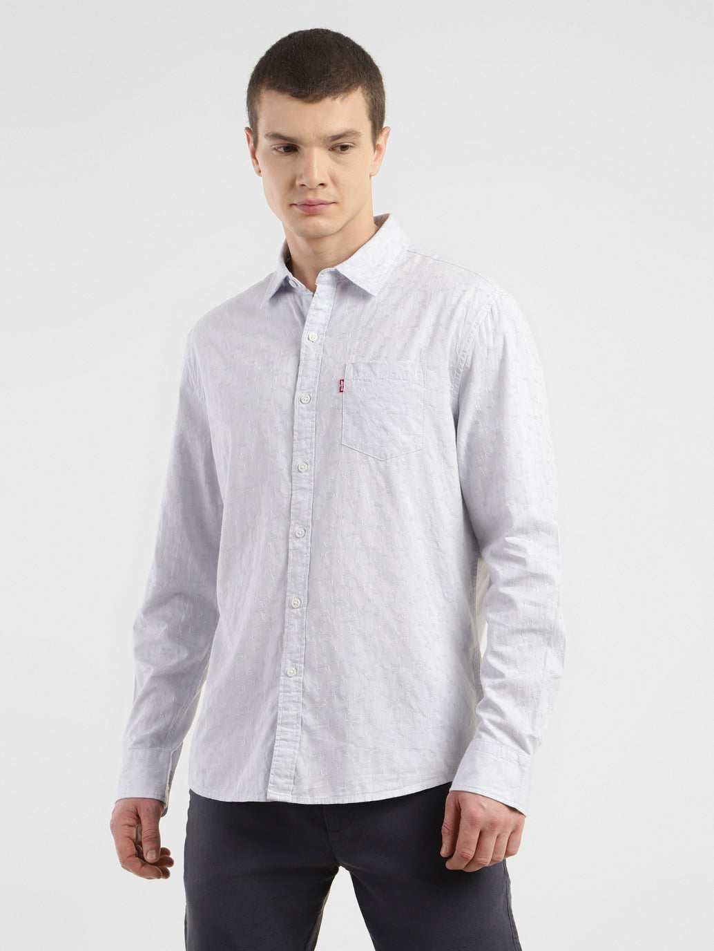 Men's Self Design Slim Fit Linen Shirt