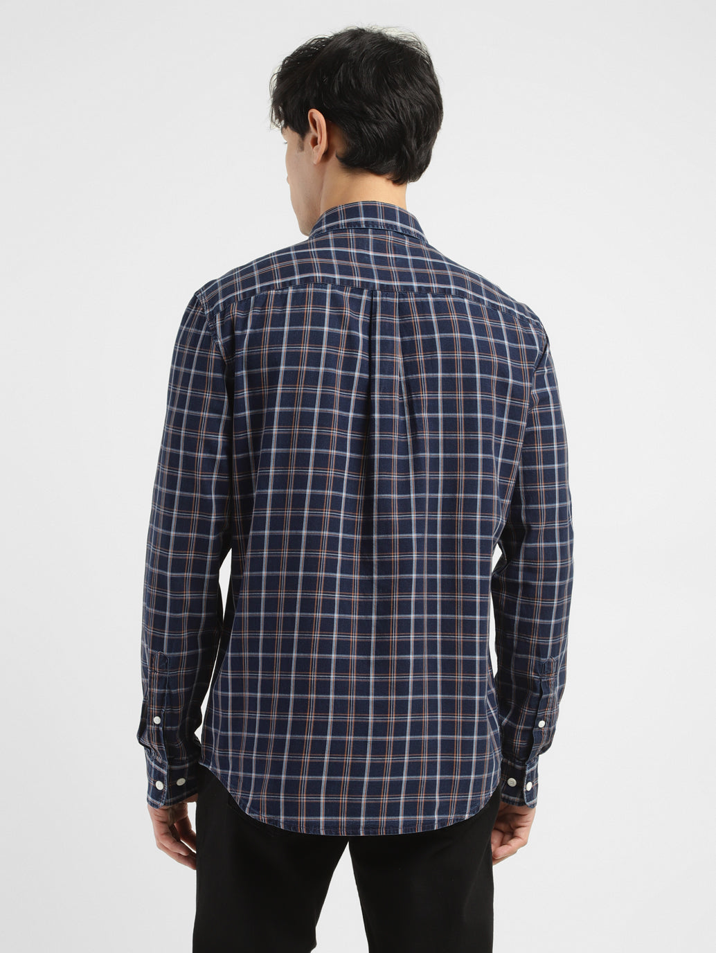 Men's Checkered Spread Collar Shirt