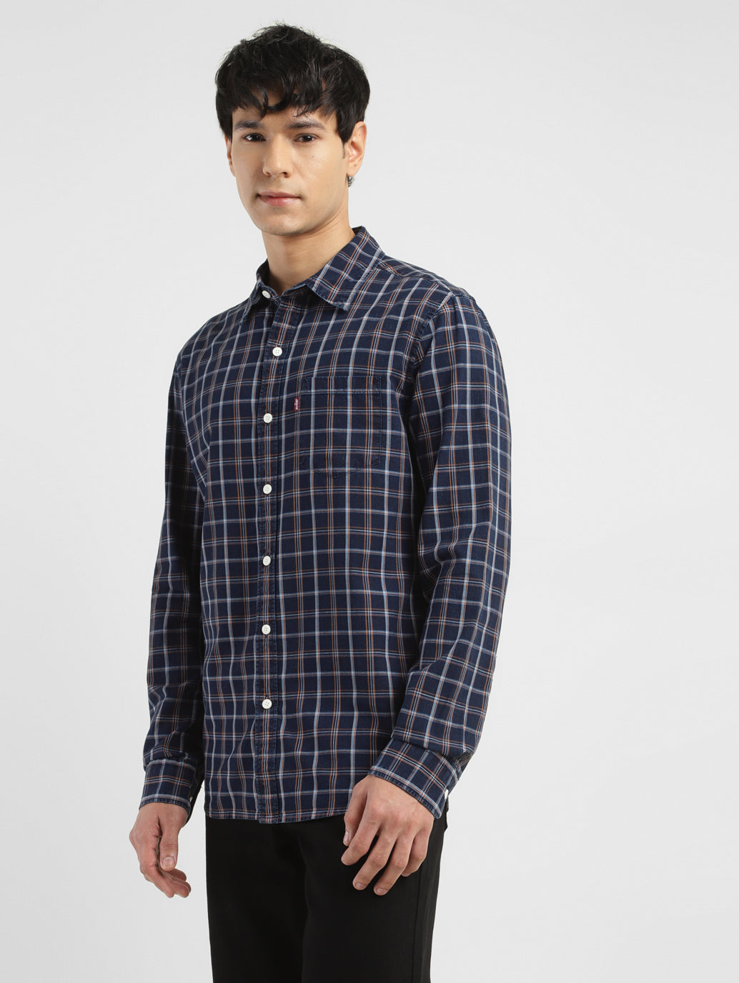 Men's Checkered Spread Collar Shirt