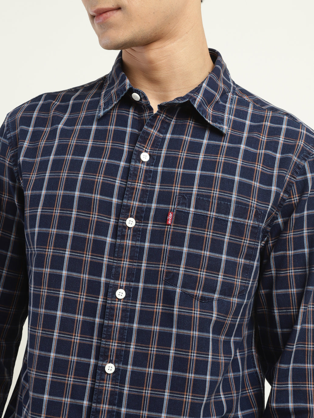 Men's Checkered Spread Collar Shirt