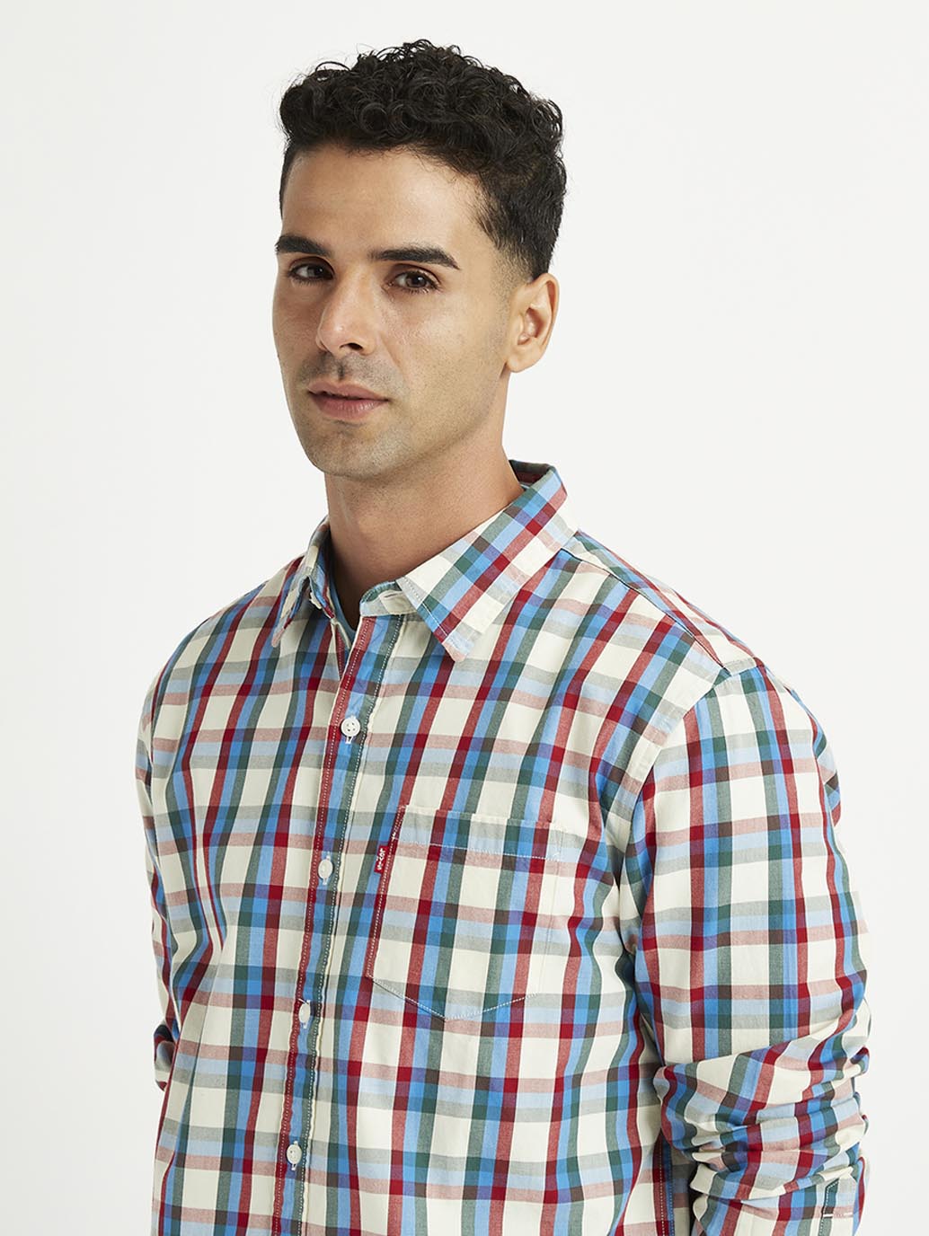 Men's Checkered Spread Collar Shirt