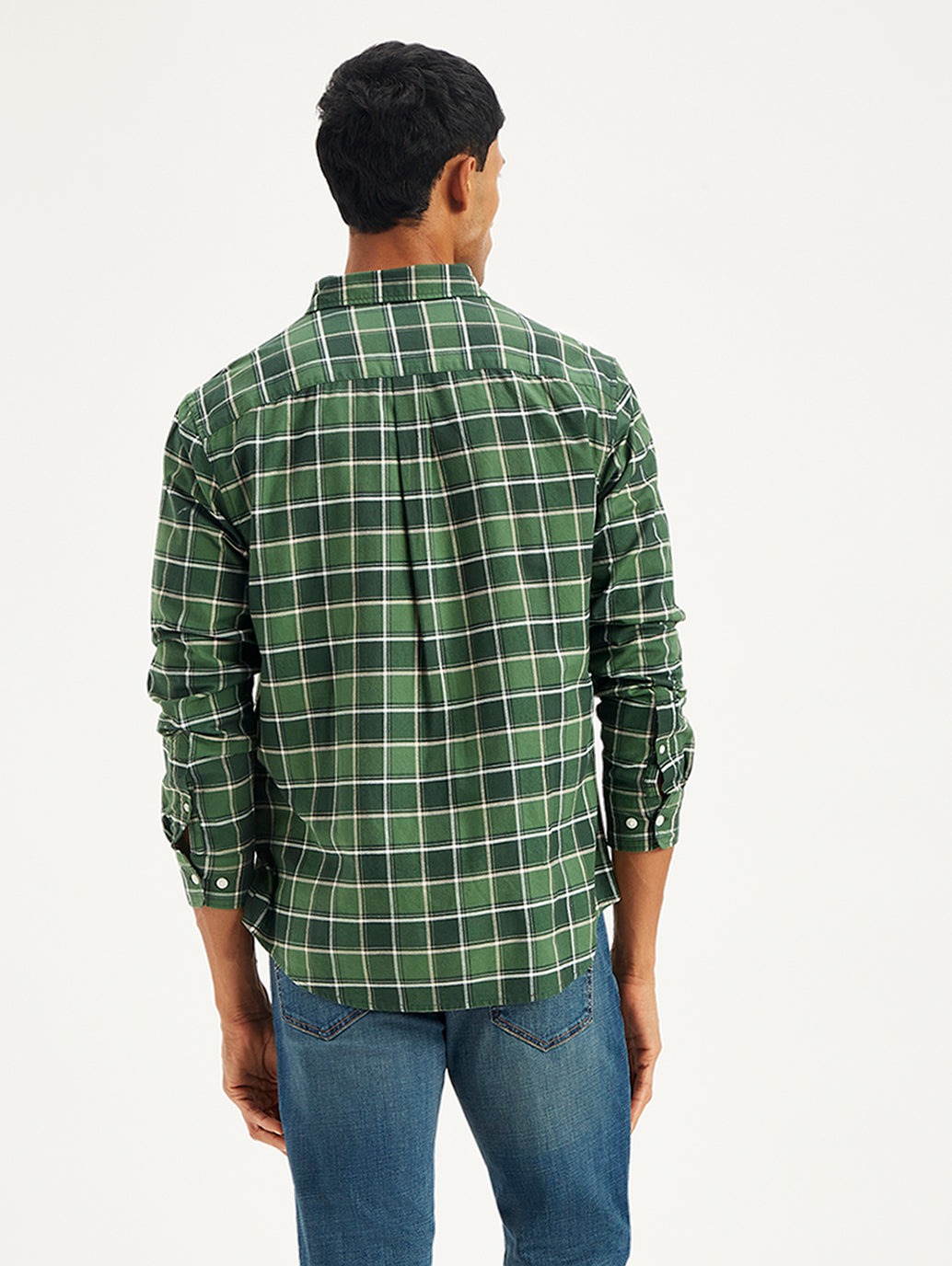 Men's Checkered Spread Collar Shirt